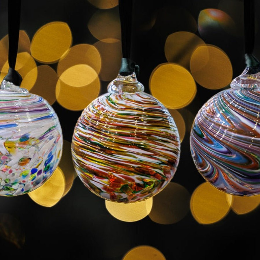 Giftware Bauble | Coloured Christmas Decorations - Set Of Three Baubles - Assorted Colours