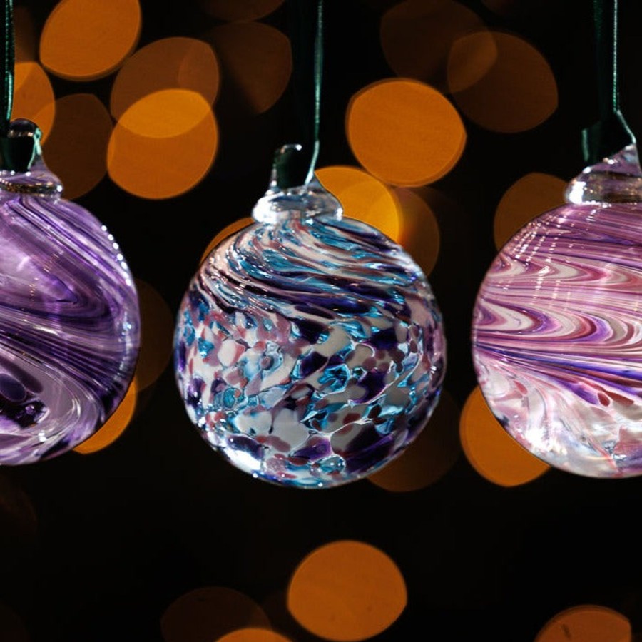 Giftware Bauble | Coloured Christmas Decorations - Set Of Three Baubles - Assorted Purple